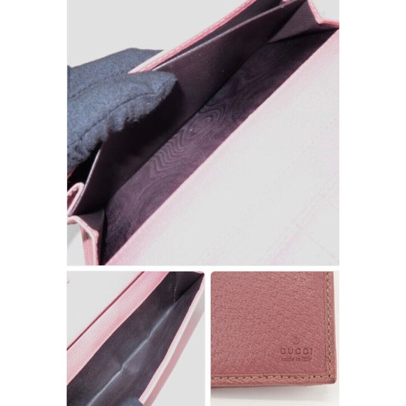 Authentic Pink GUCCI Leather Bi-fold Long Wallet with Gold Toned Hardware - Picture 9 of 9